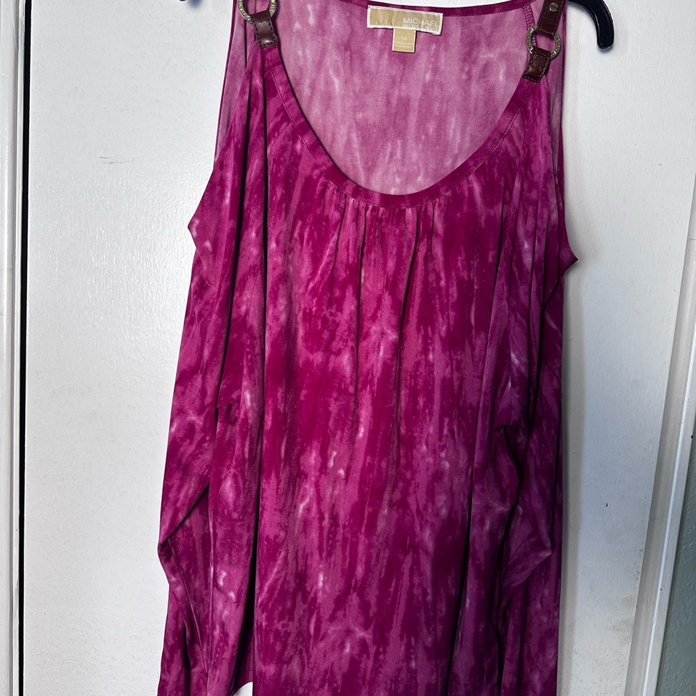 Michael Kors Pink Asymmetrical Sleeveless Tank Top